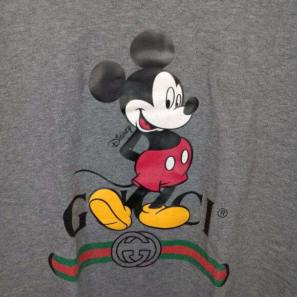 GUCCI X Disney Mickey Gray Tee Like New Small Oversize Relaxed Fit Unisex - Picture 4 of 7